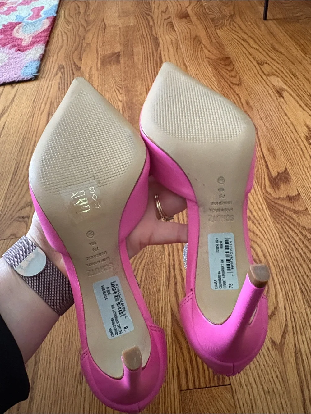 Schutz Linara Hot Pink Crystal Wrap Ankle-Strap Pointed-Toe Heels Size 7B